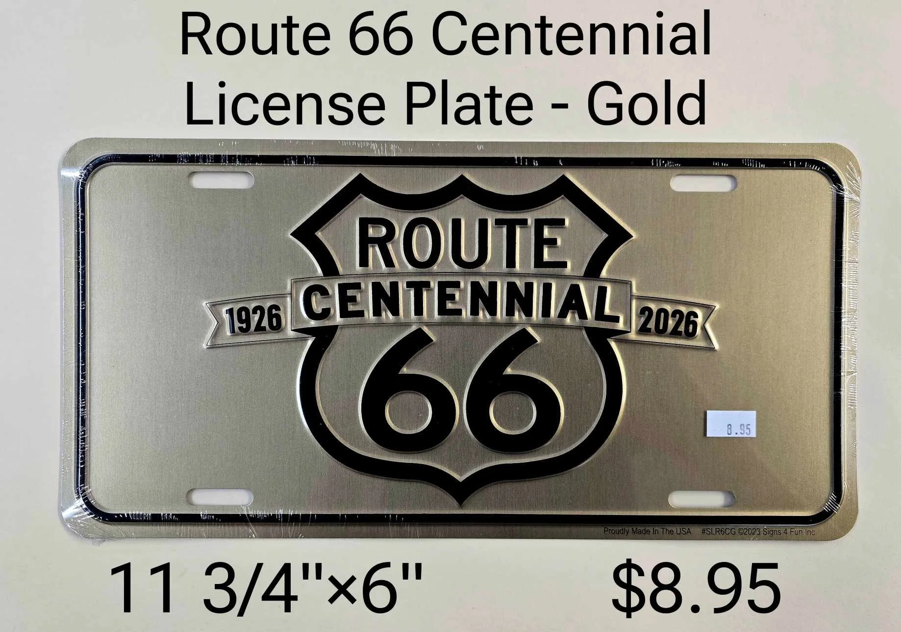 Route 66 Centennial License Plate_Gold — Jack Rabbit Trading Post
